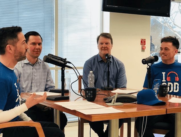 Sean Baumstark and Kyle Bryant at a podcast event